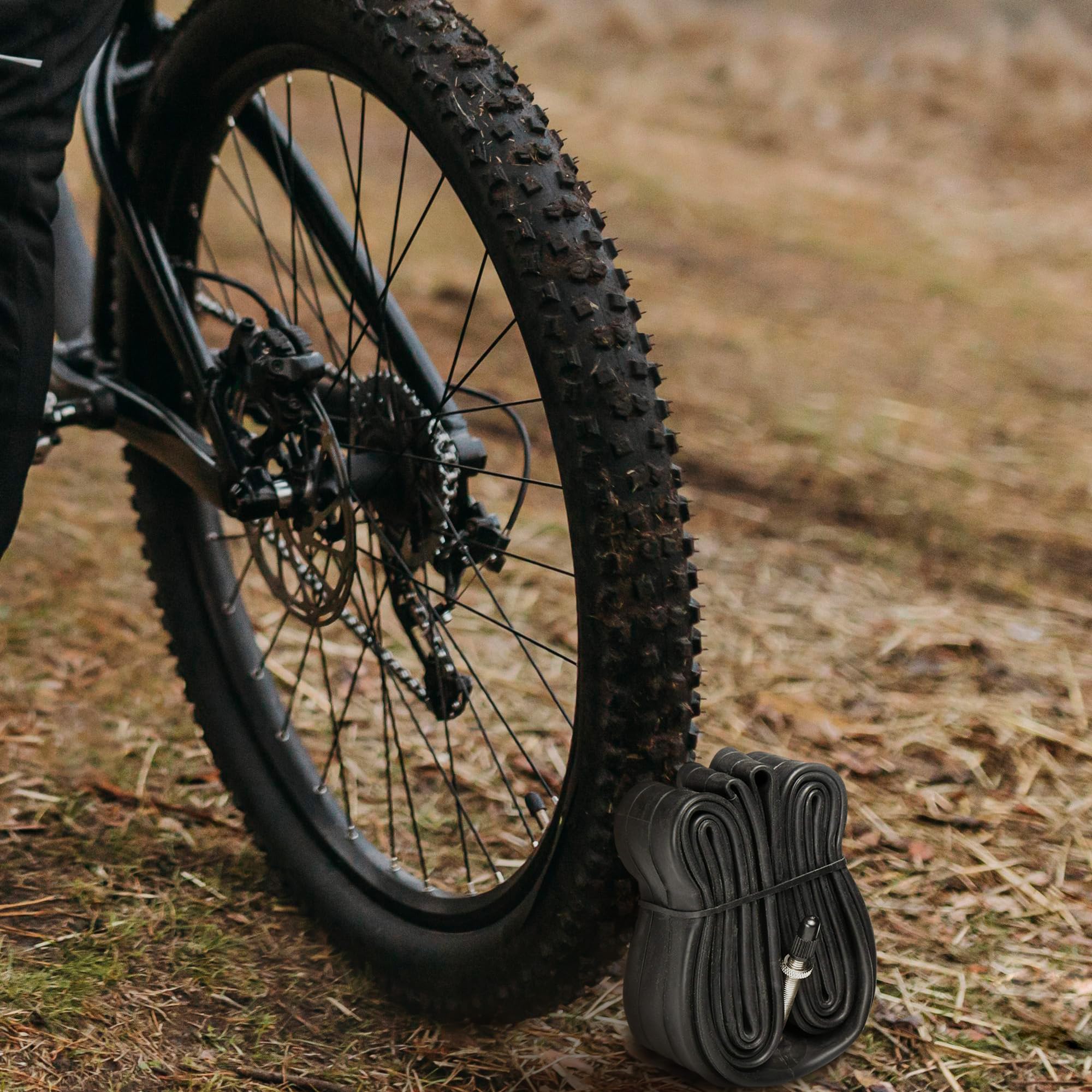 VeloTubes installed on a mountain bike wheel illustrating fast fit and proper bead seating on trail tires