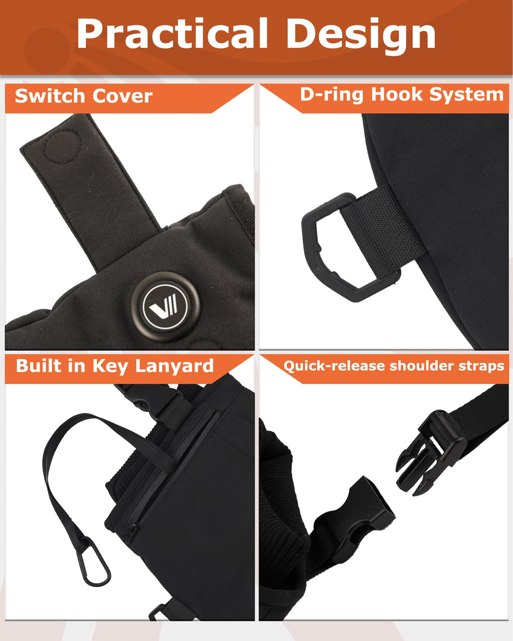 Venustas muff in use at an outdoor event providing hands-free warmth
