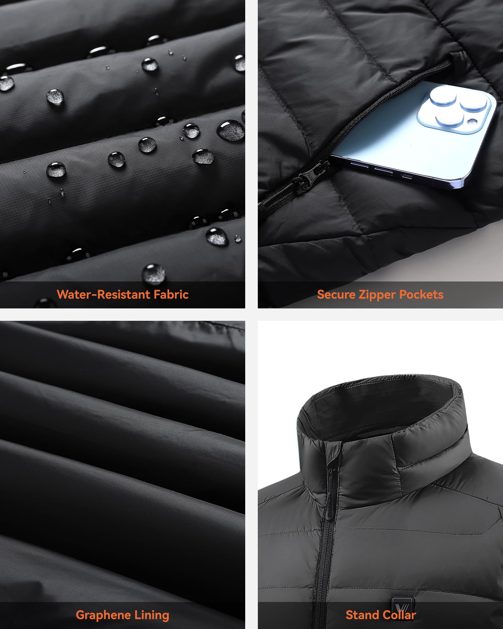 Venustas secure zip pocket detail keeping essentials safe and warm