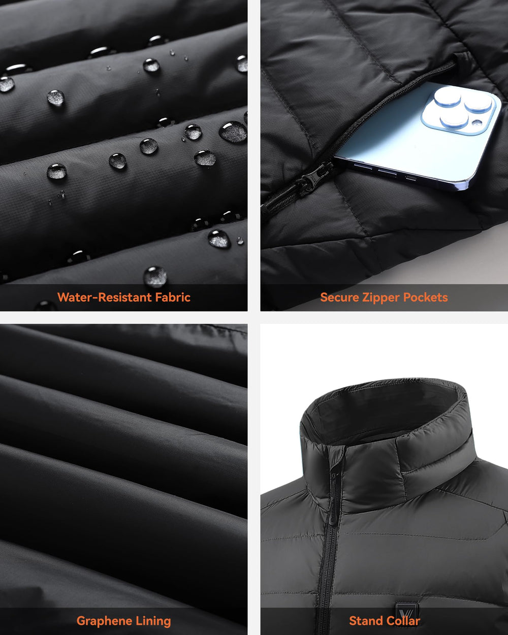 Venustas secure zip pocket detail keeping essentials safe and warm