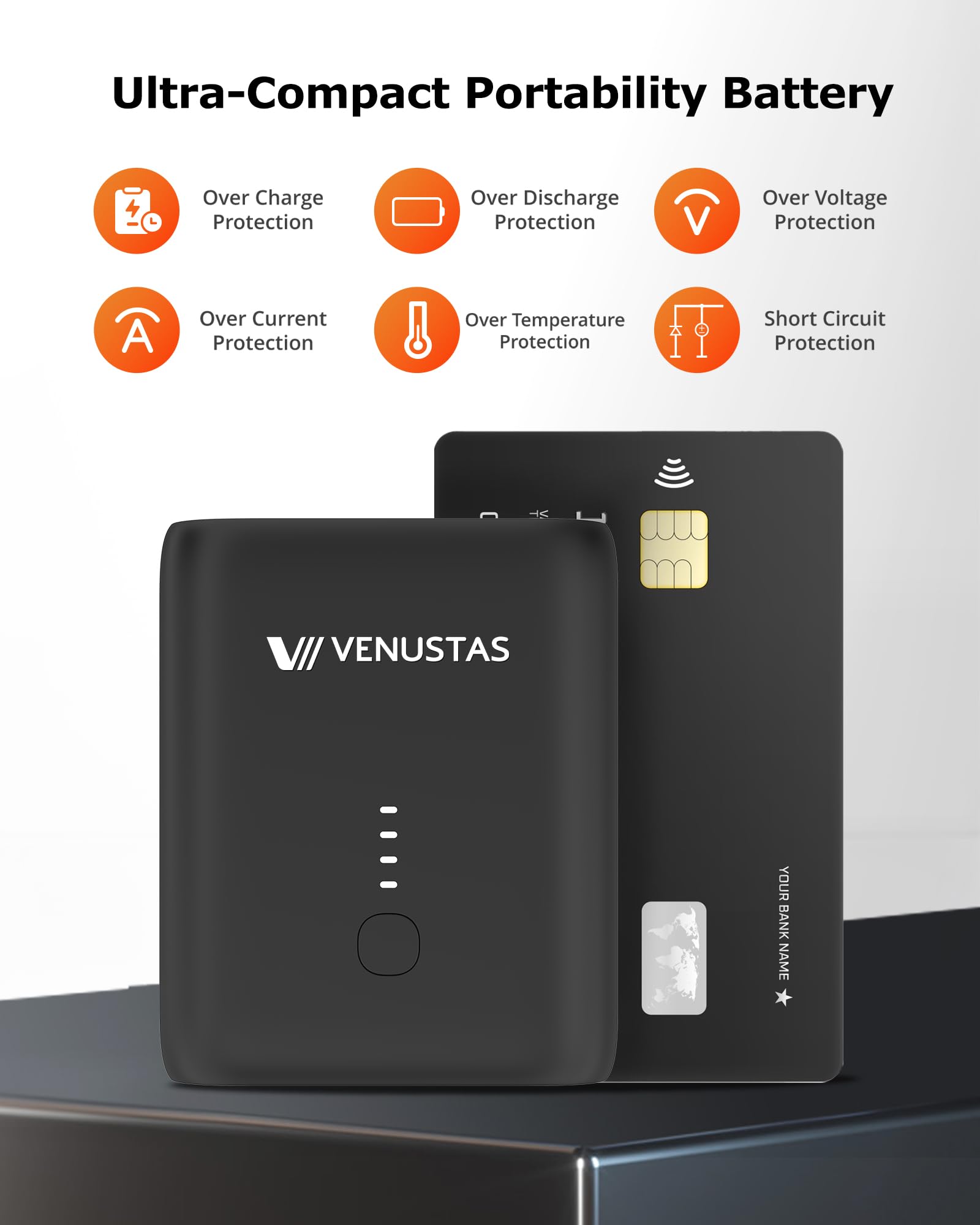 Venustas folded jacket next to a hand for scale and compact storage