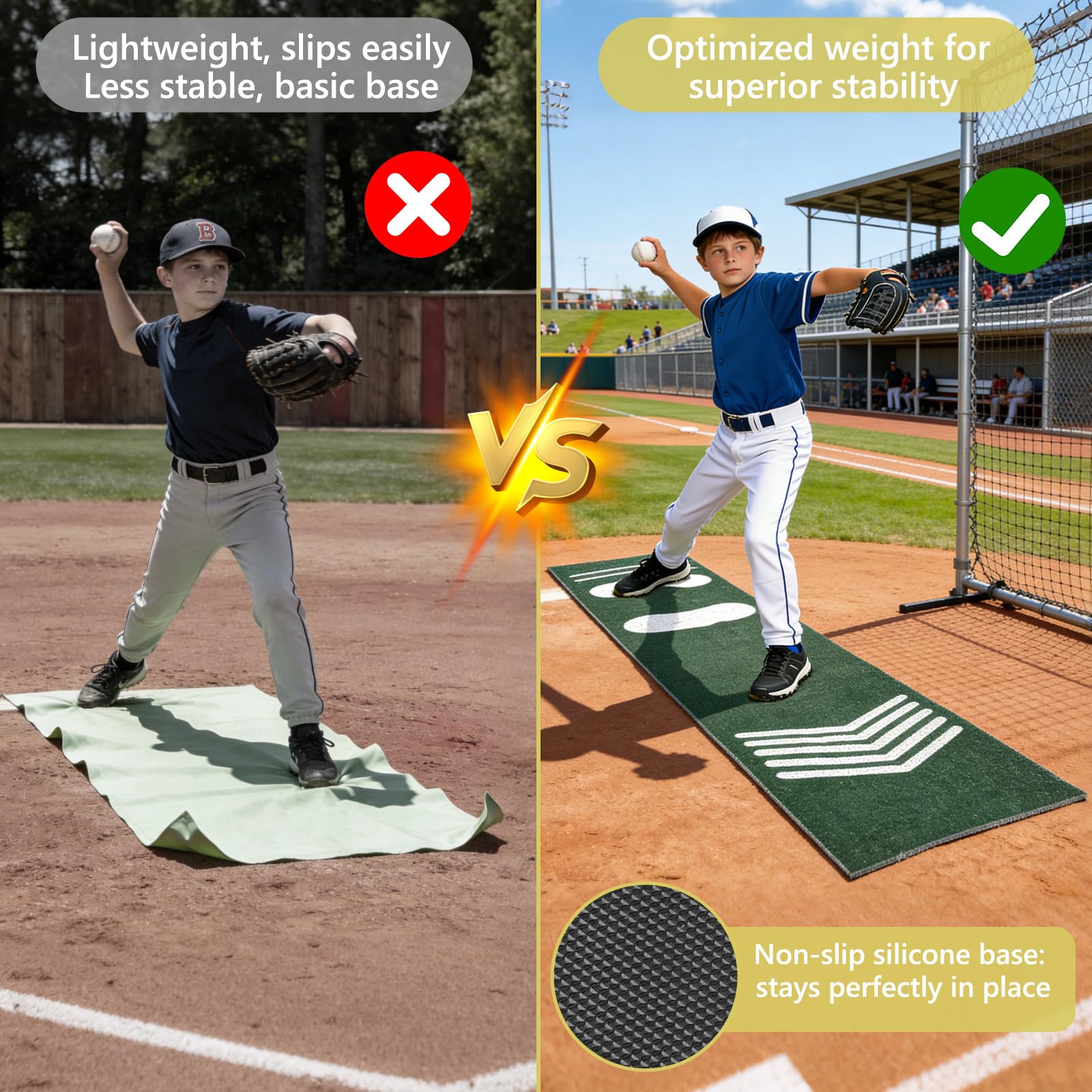 Vercxlyra mat on grass illustrating secure outdoor traction and durability