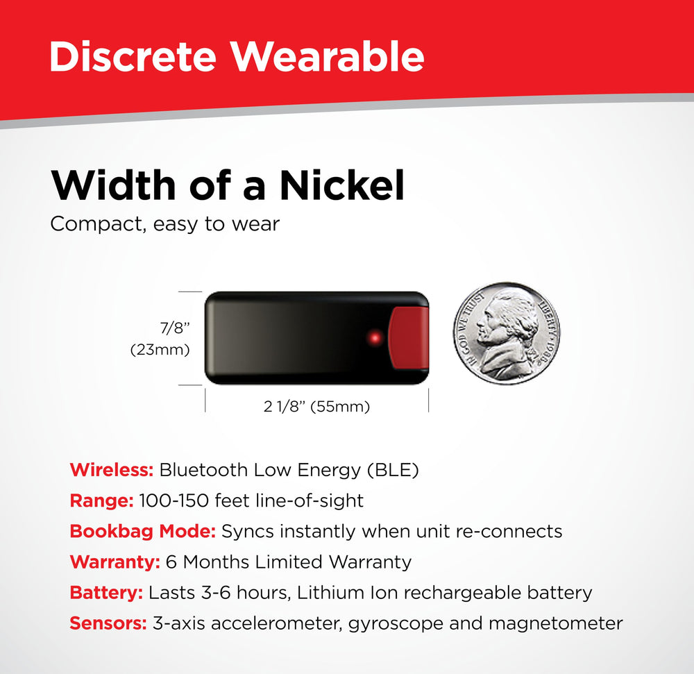 VERT sensor next to coin for scale demonstrating compact portability