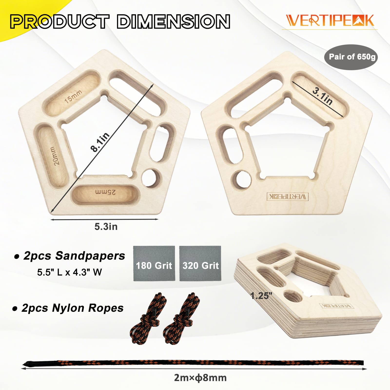 VERTIPEAK hangboard held in hand to show size and portability benefit for travel