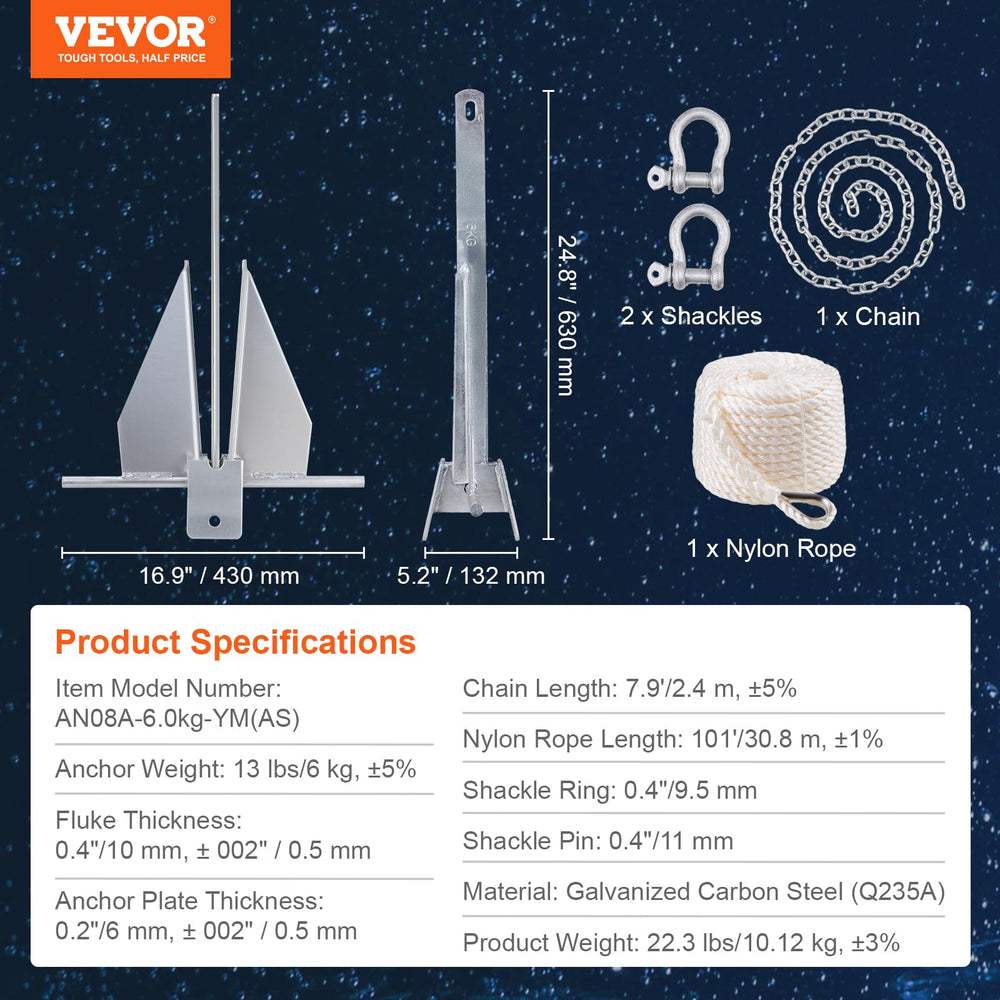 VEVOR anchor buried in sand showing effective seabed penetration