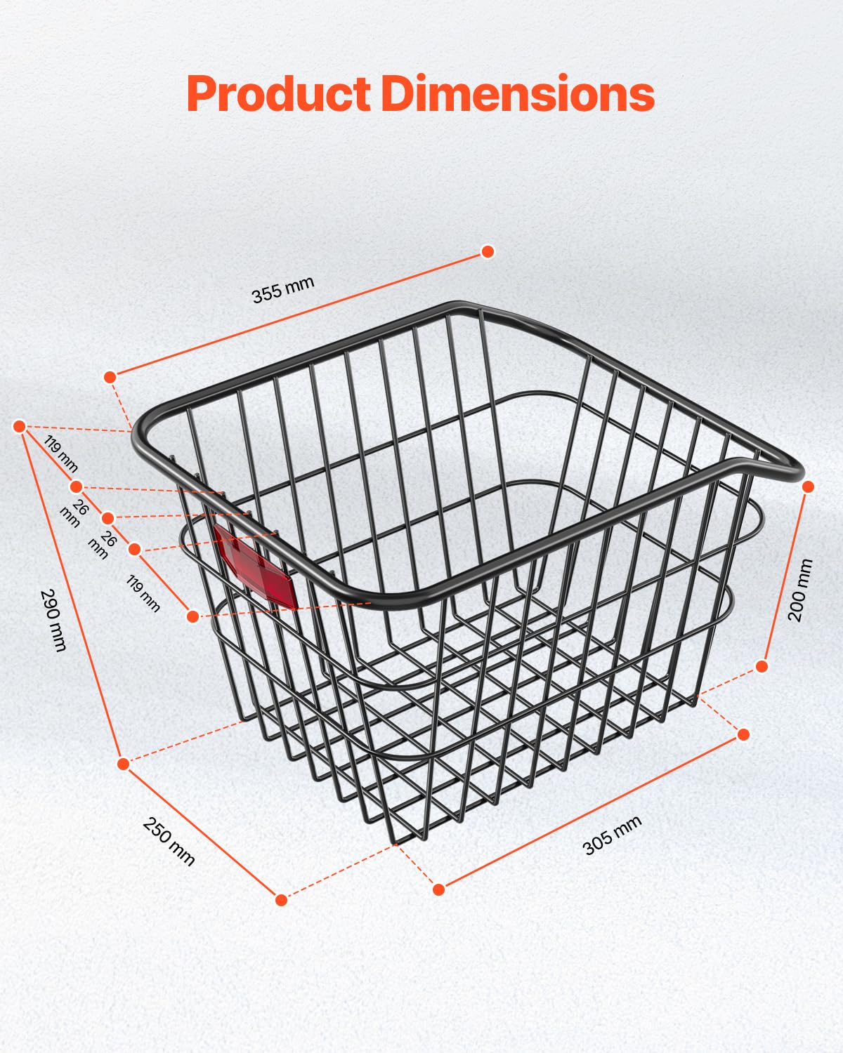 VEVOR basket loaded with groceries demonstrating high 22kg carrying capacity