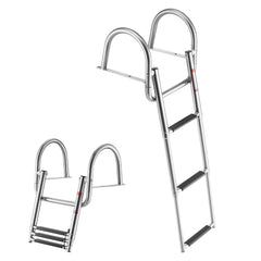 VEVOR front view of ladder showing sturdy stainless steel frame for durability