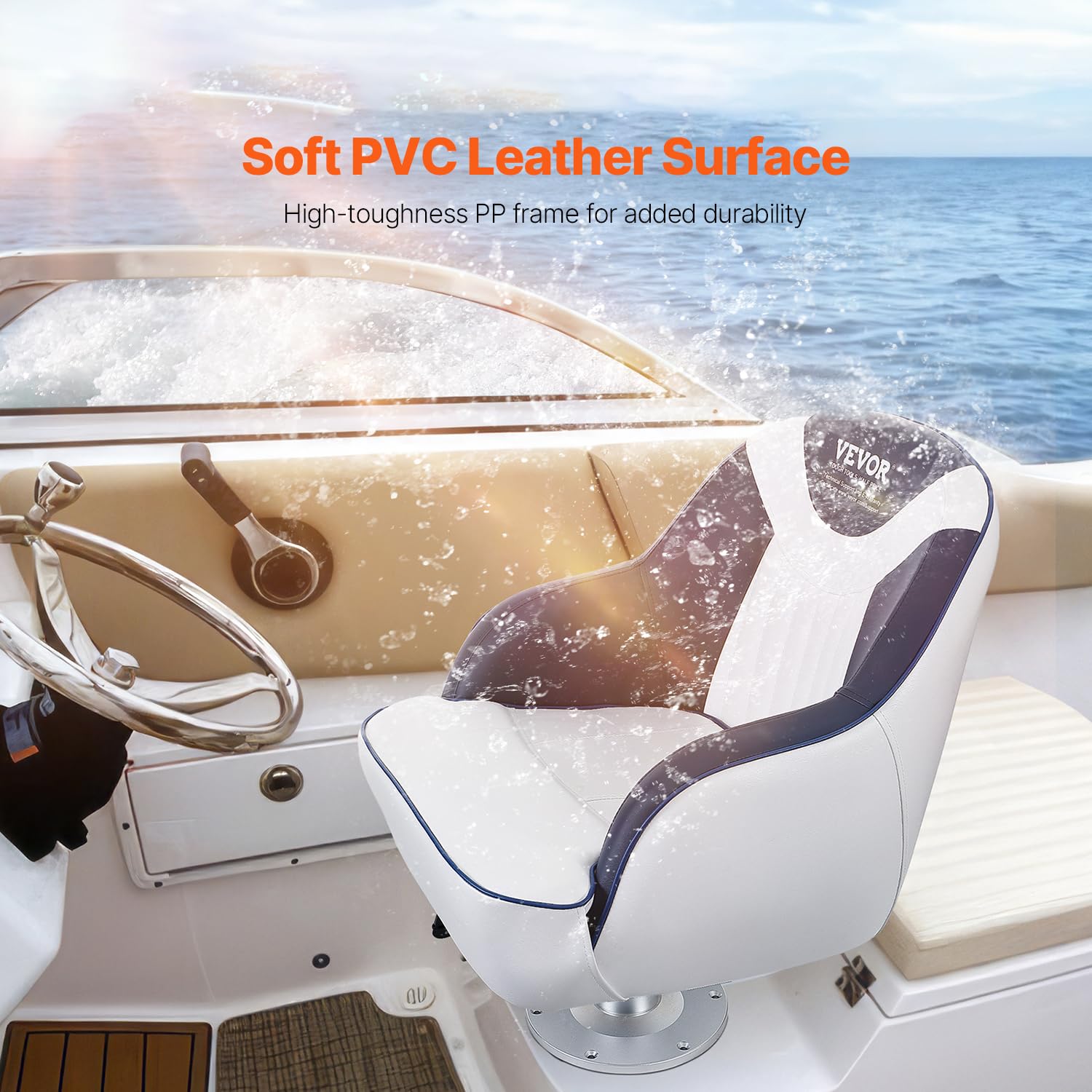 VEVOR captain seat armrest detail demonstrating natural arm placement