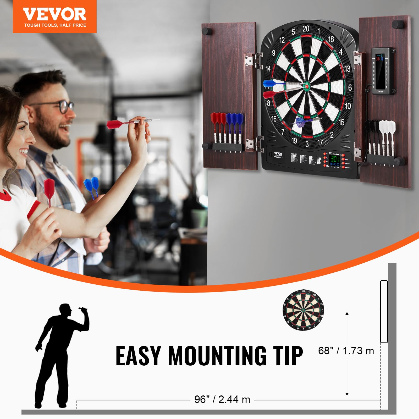 VEVOR darts stuck in board during gameplay showing reliable seating benefit