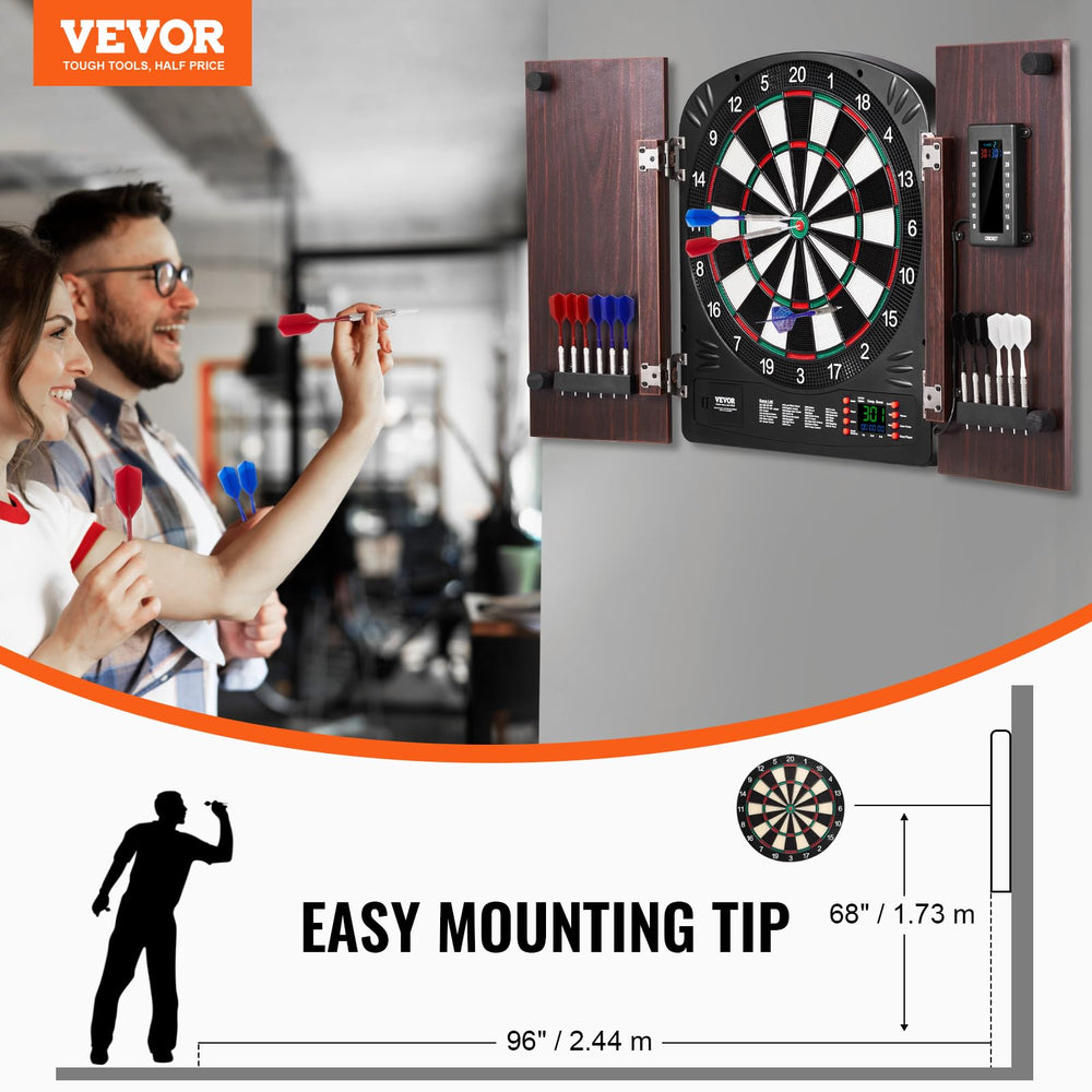 VEVOR darts stuck in board during gameplay showing reliable seating benefit