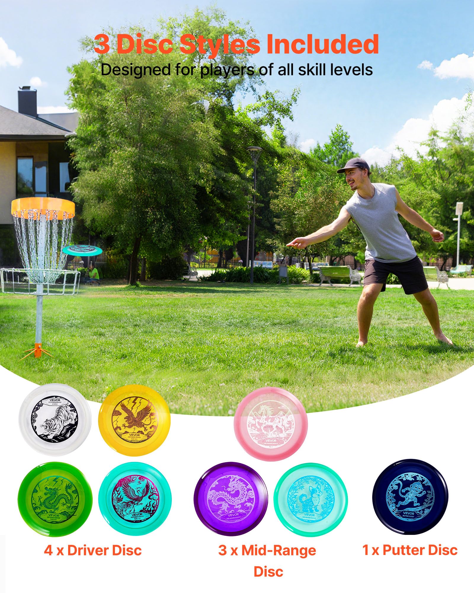 VEVOR discs laid out showing variety and quick selection benefit