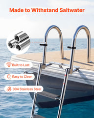 VEVOR ladder folded into storage position saving deck space and preventing snags