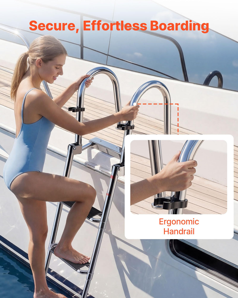 VEVOR ergonomic handrail detail showing comfortable, stable grip for users