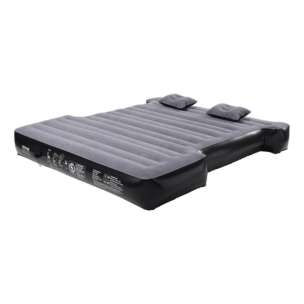 VEVOR inflatable mattress installed in truck bed showing comfortable camping setup