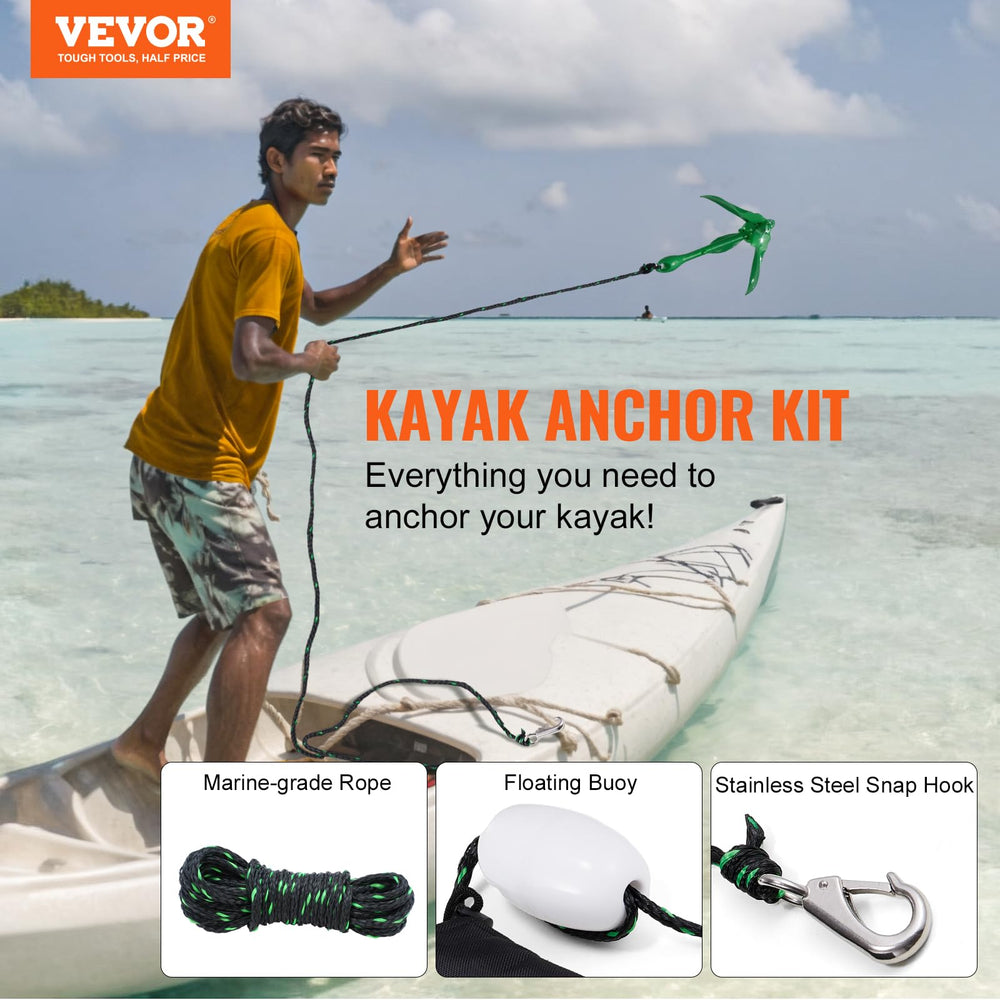 VEVOR folded anchor close-up highlighting compact size and transport ease