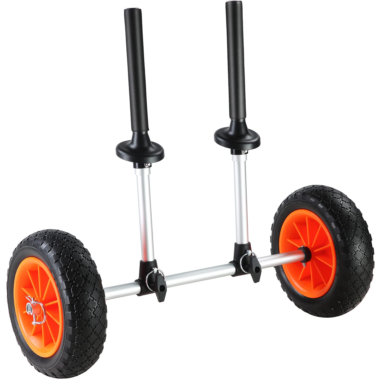 VEVOR kayak cart beside kayak for size and load-capacity comparison
