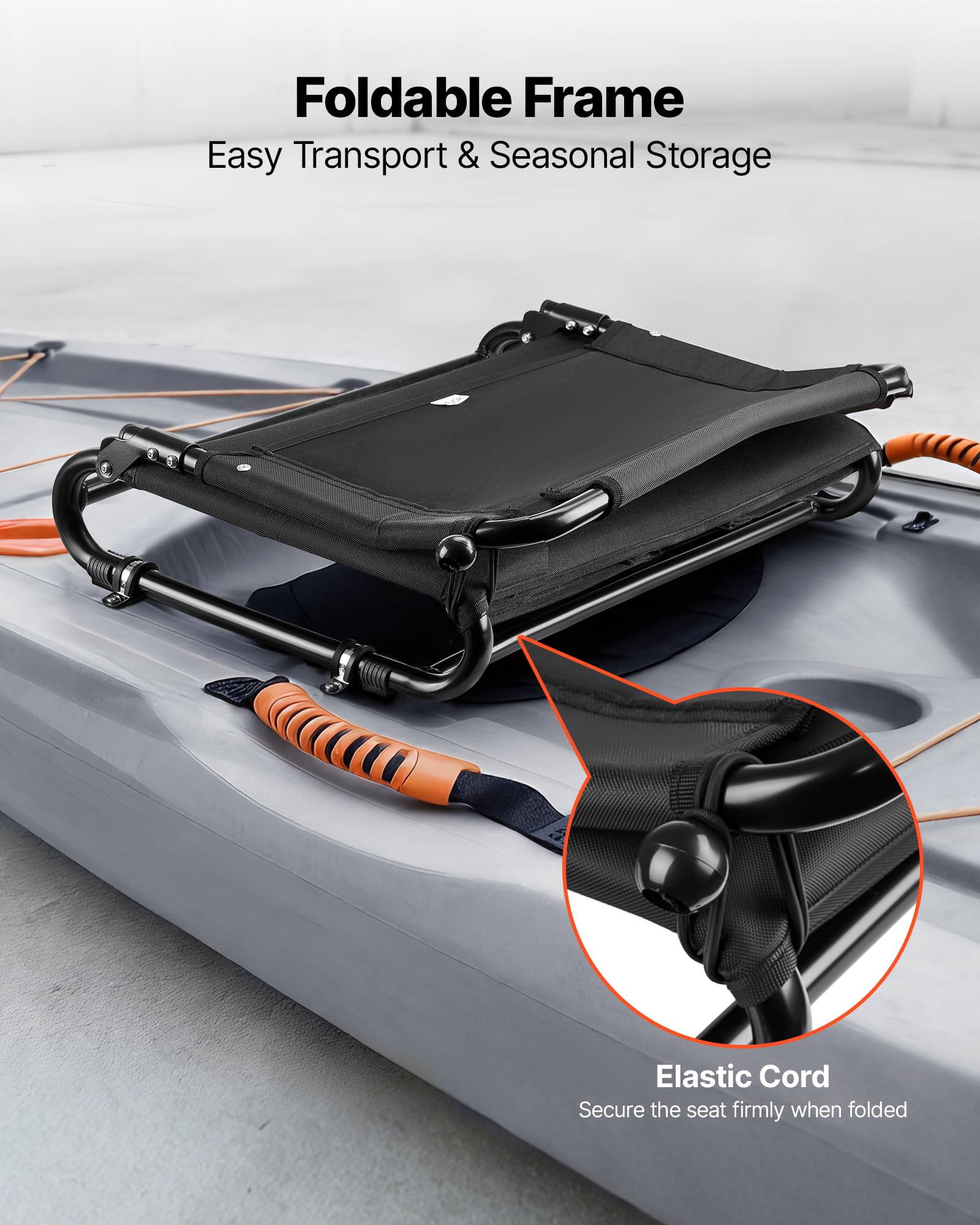 VEVOR kayak seat frame detail highlighting sturdy aluminum alloy construction