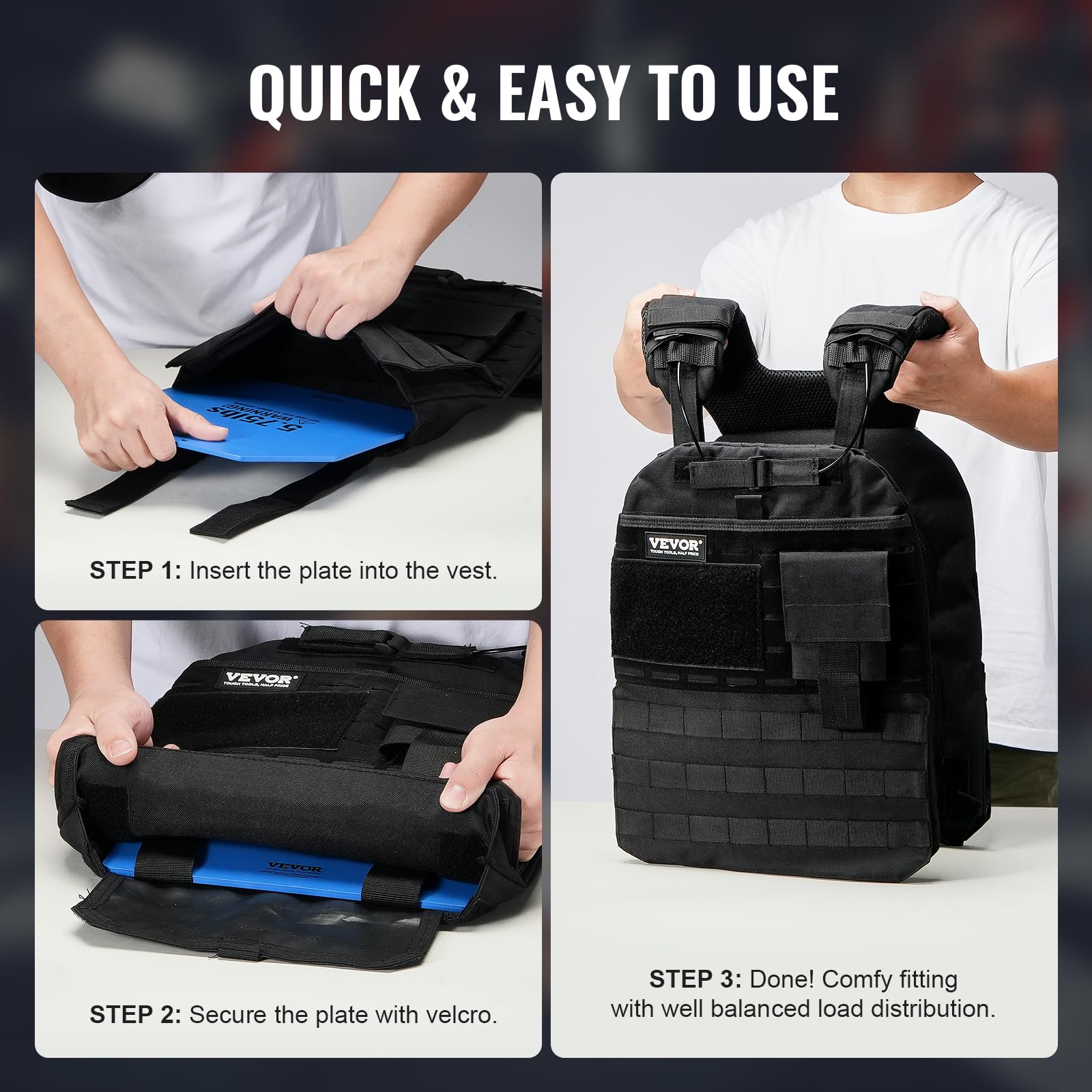 VEVOR rounded edge detail reducing abrasion to vest pockets and wearer during workouts