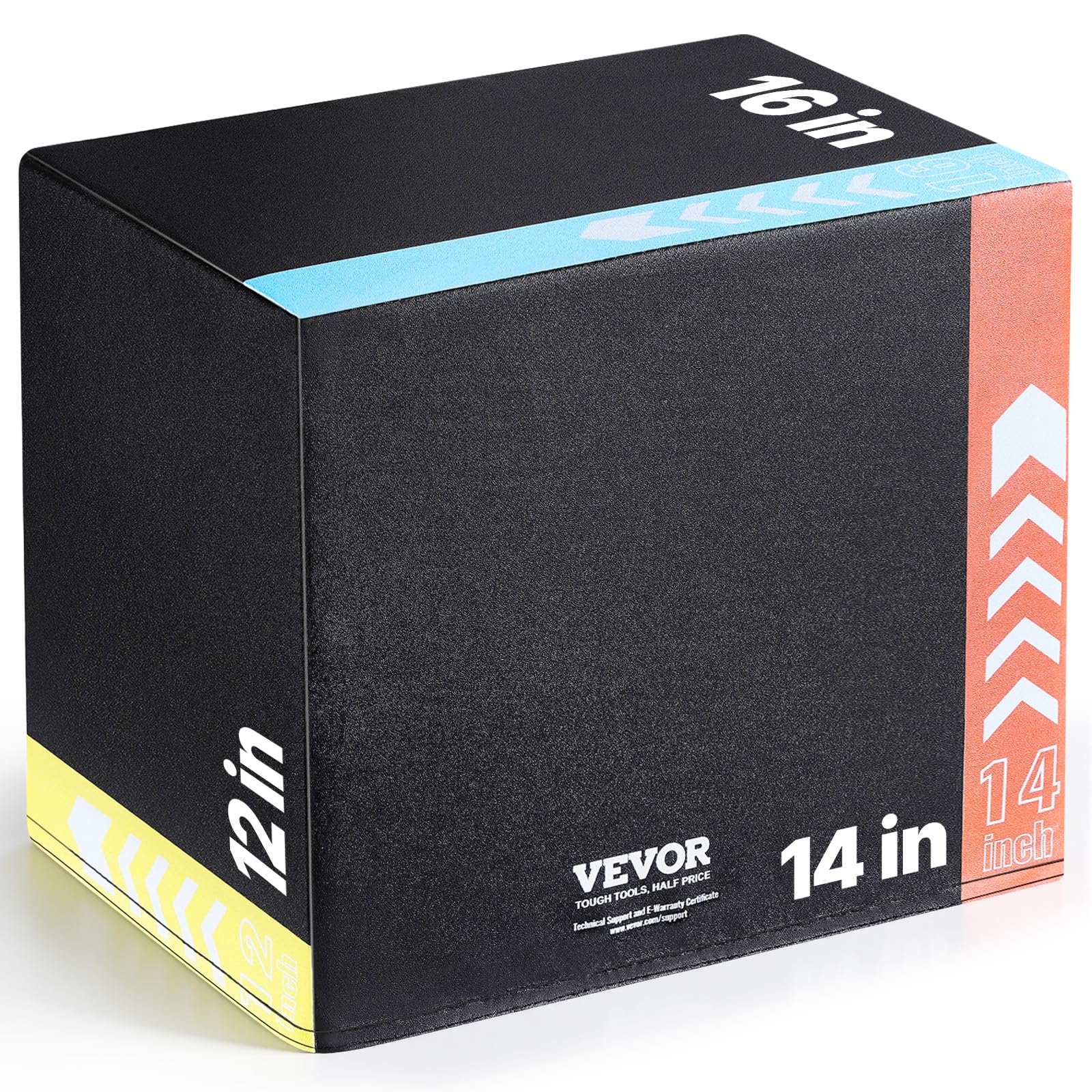 VEVOR front view of 3-in-1 plyo box showing stable platform benefit
