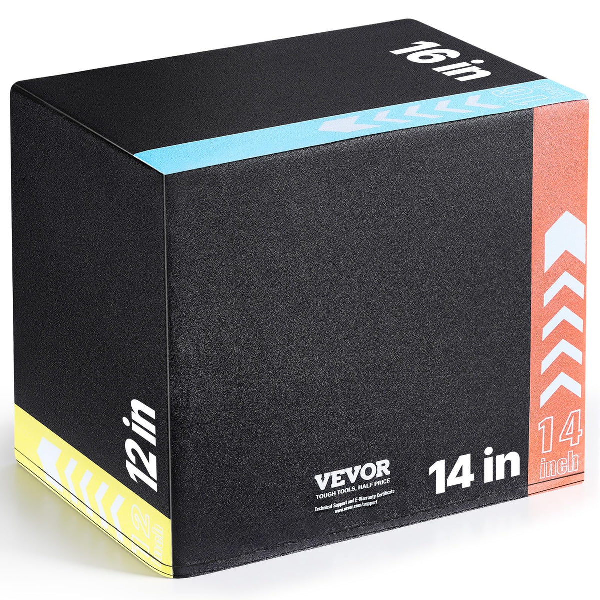 VEVOR front view of 3-in-1 plyo box showing stable platform benefit