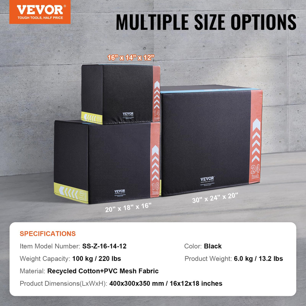 VEVOR plyo box set to 12-inch height for low-impact step-ups