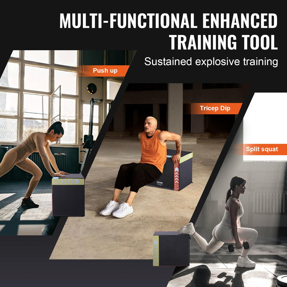 VEVOR plyo box set to 16-inch height for higher-intensity jumps