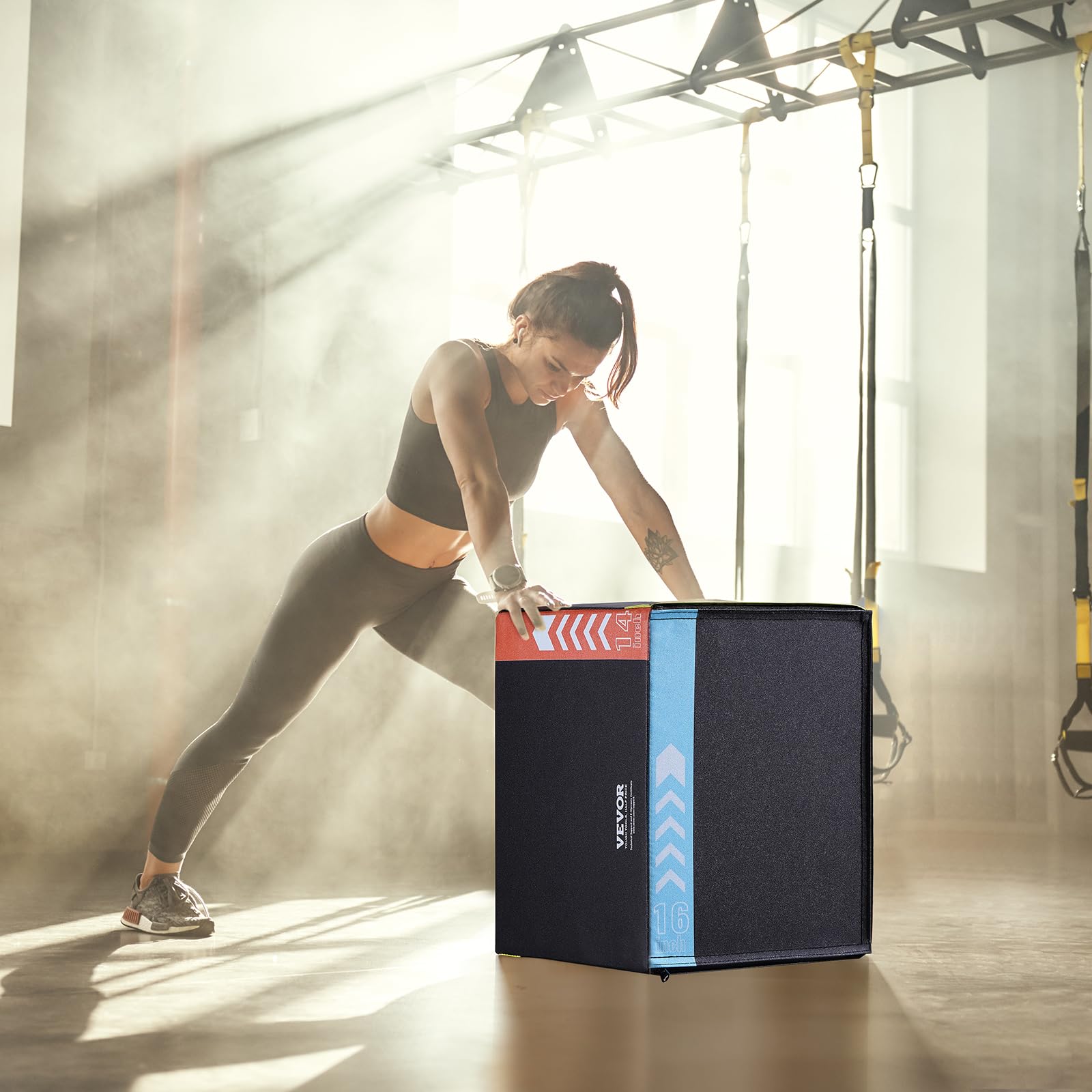 VEVOR box in use during jump drill illustrating controlled landings