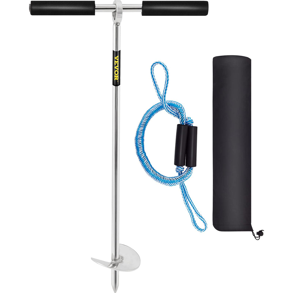VEVOR sand anchor front view showing whole auger and shaft benefit secure hold