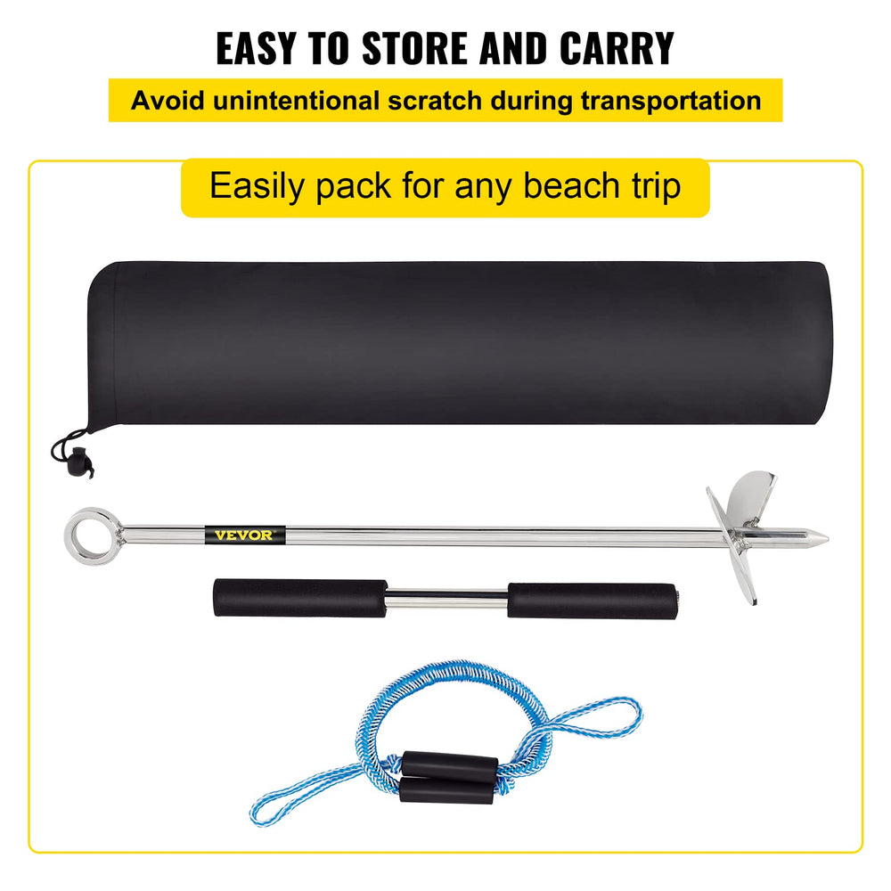 VEVOR anchor installed on sandbar beside jet ski showing stable mooring