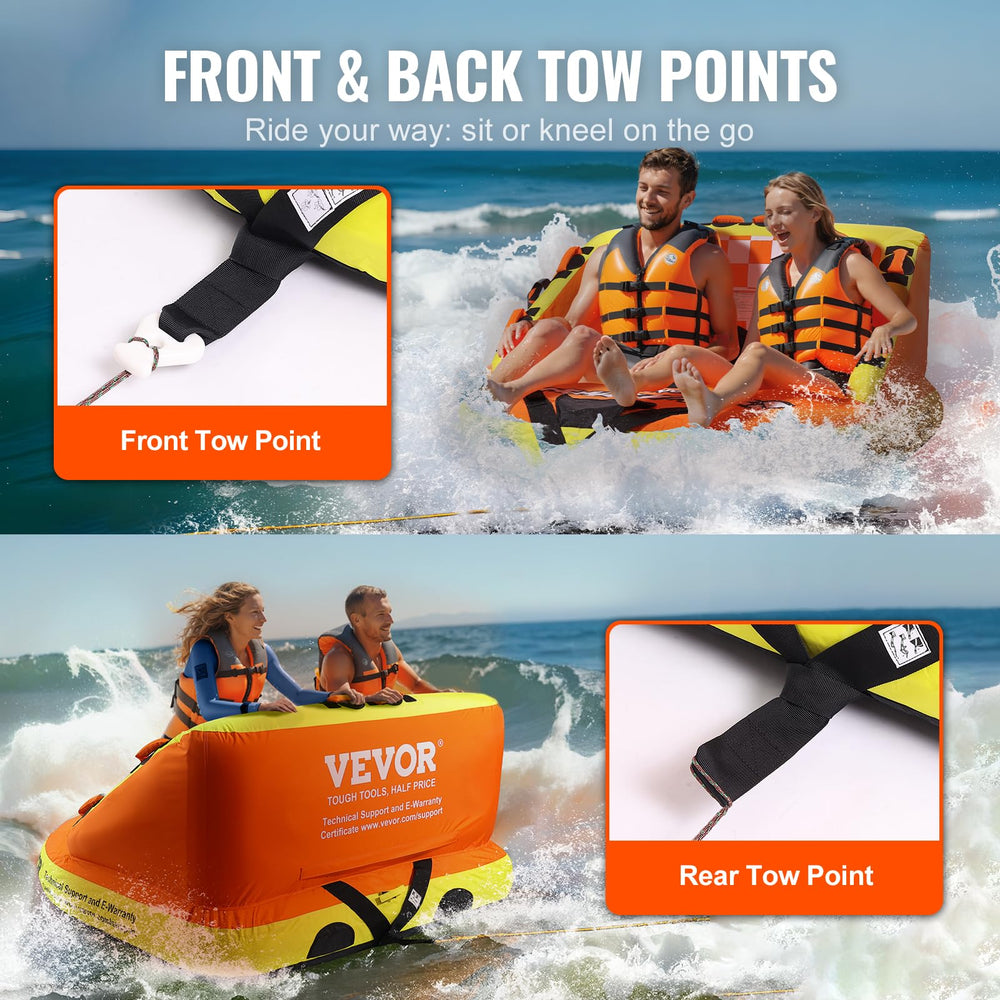 VEVOR inflated tube on water demonstrating two-rider balance