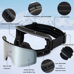 VEWOE foam frame padding detail showing comfortable seal and wind protection benefit