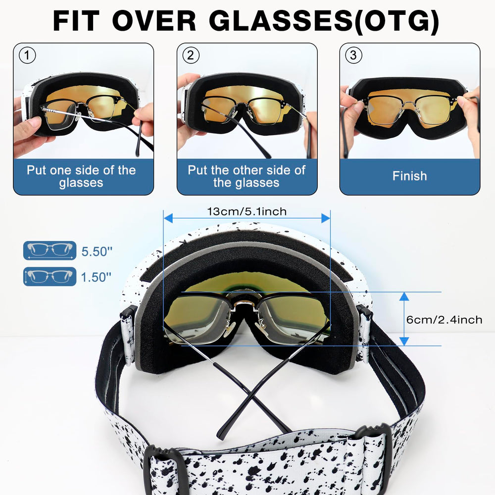 VEWOE person wearing goggles on snowy slope showing clear visibility while active