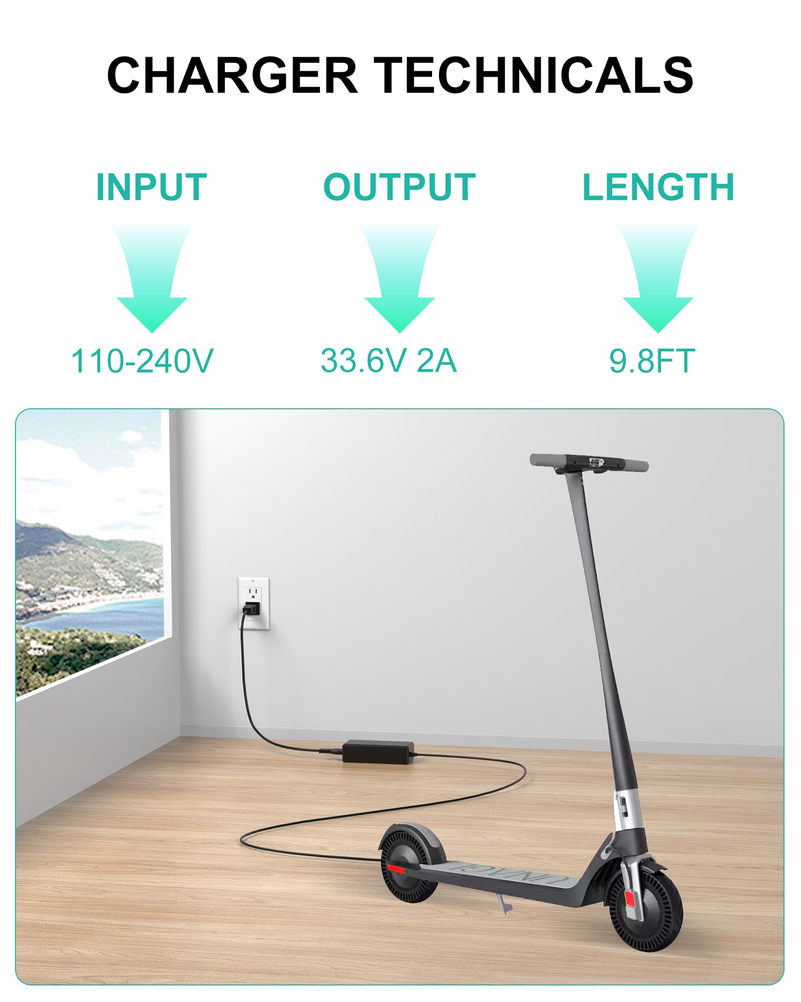 vhbw long 3 m cable laid out to show reach and convenient placement