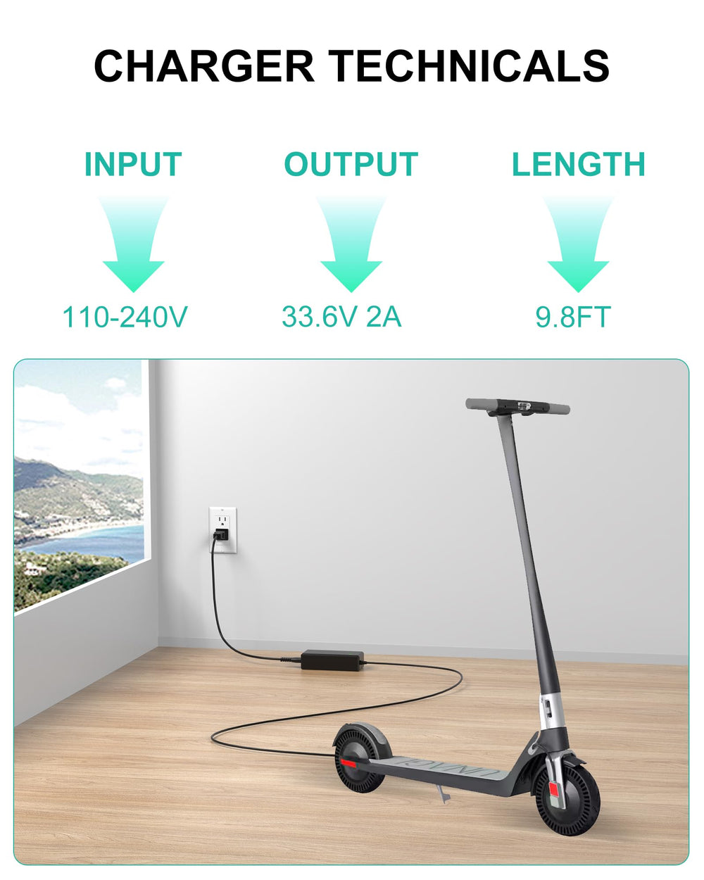 vhbw long 3 m cable laid out to show reach and convenient placement