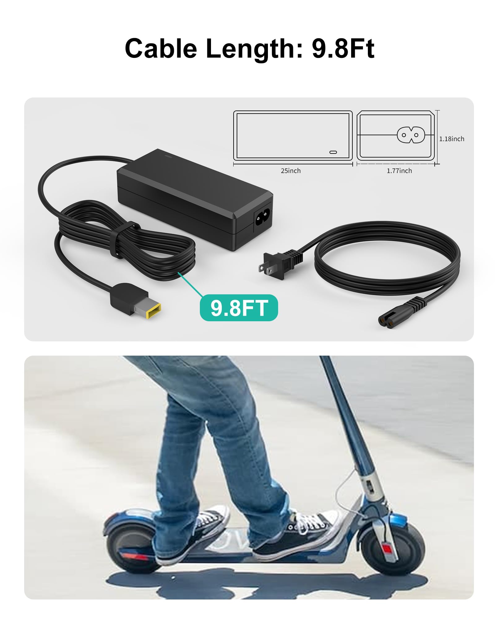 vhbw charger in hand for scale showing compact size and portability
