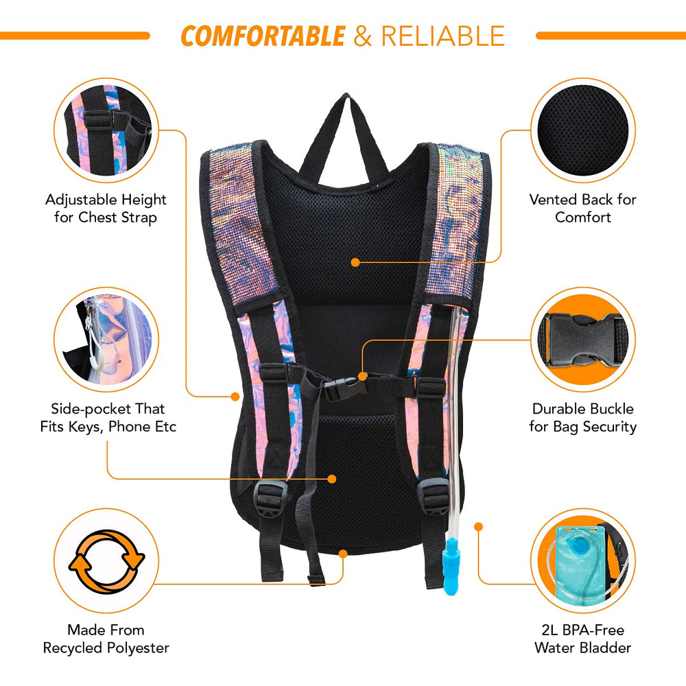 Vibe Festival Gear clear 2L EVA bladder view for easy filling and reliable leak resistance