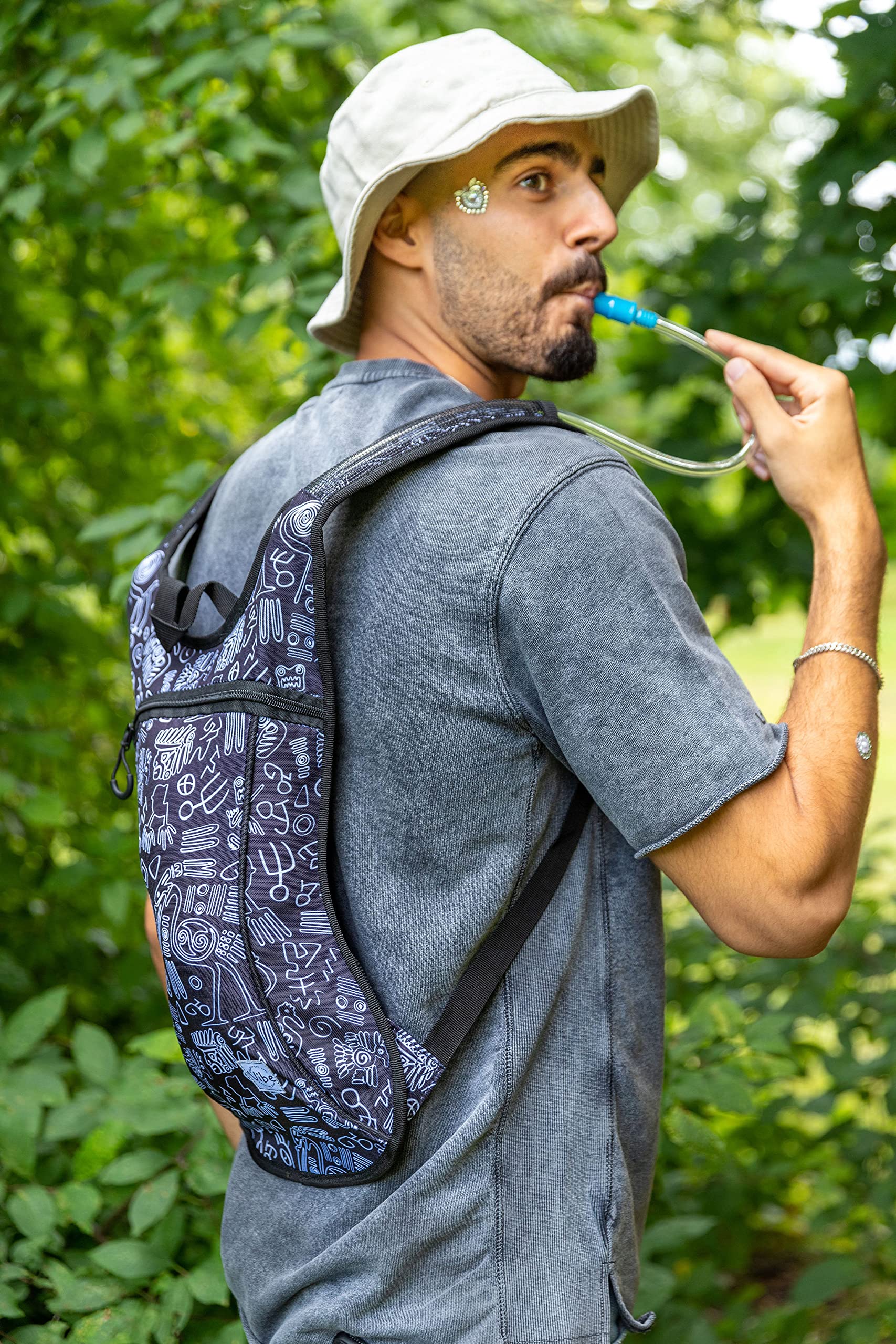 Vibe Festival Gear worn at an outdoor festival showing hands-free hydration and convenience during events