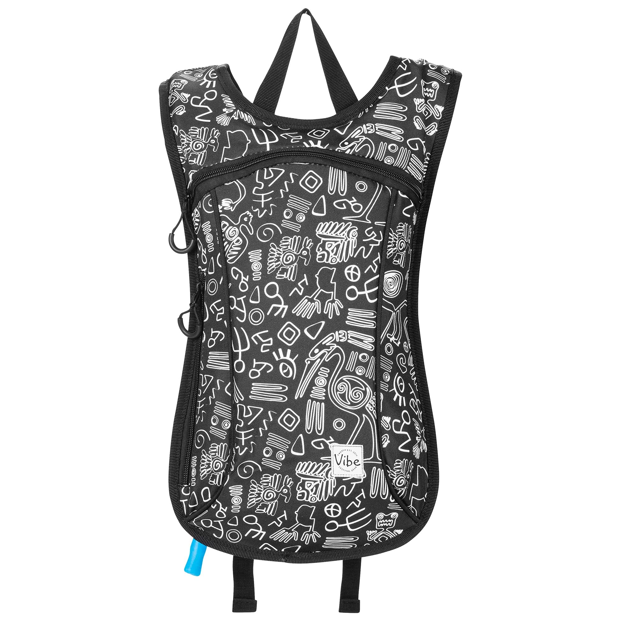 Vibe Festival Gear next to a standard water bottle demonstrating 2L capacity and space-saving profile