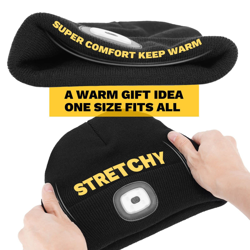 VIBELITE beanie in camping setting offering practical hands-free illumination
