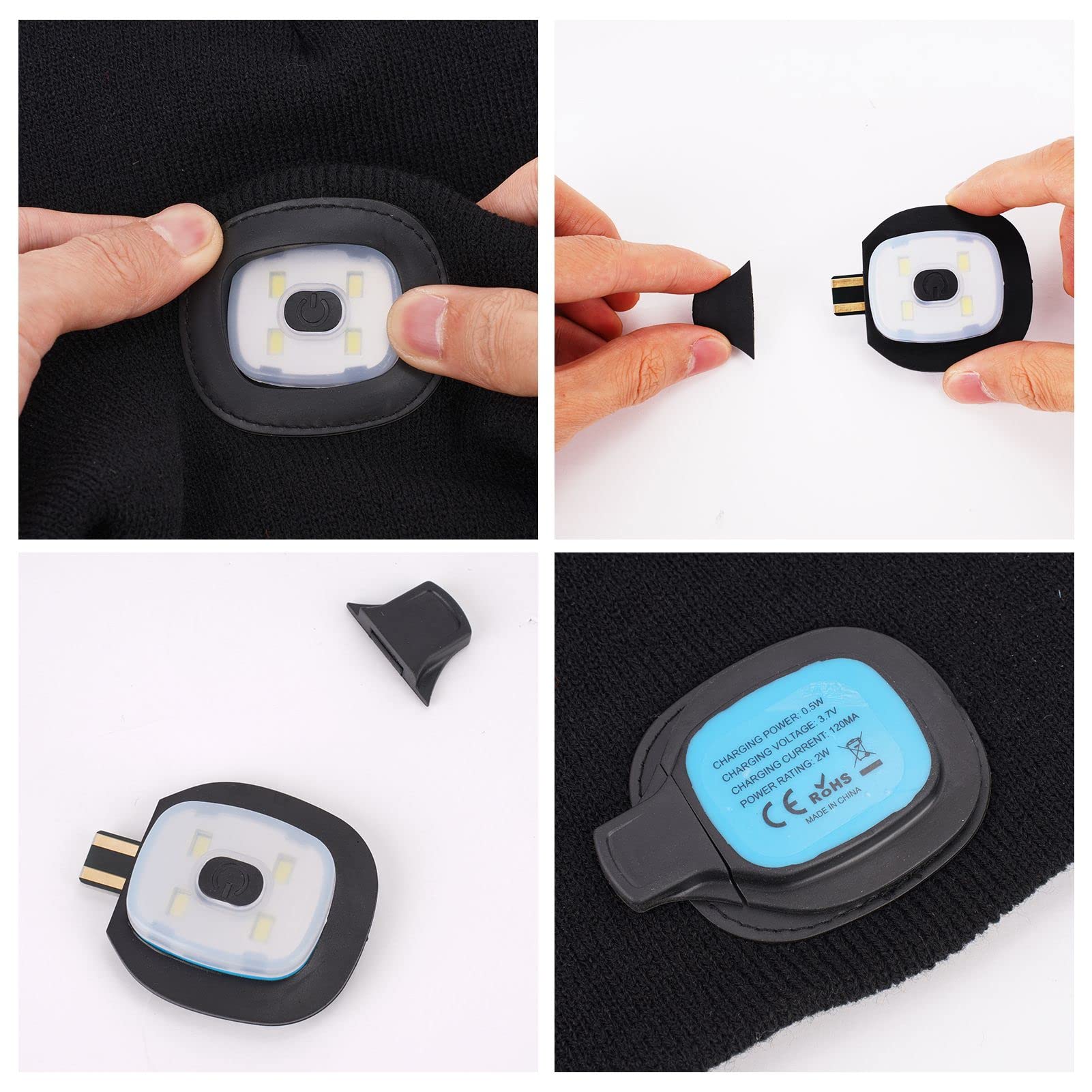 VIBELITE packaging showing hat and USB-compatible charging cable included