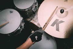 Vic Firth palm close-up highlighting breathable mesh and leather for improved airflow