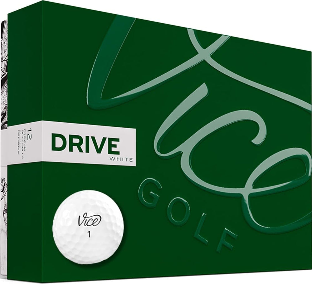 Vice Golf Drive front packaging in white showing branding and count for easy selection