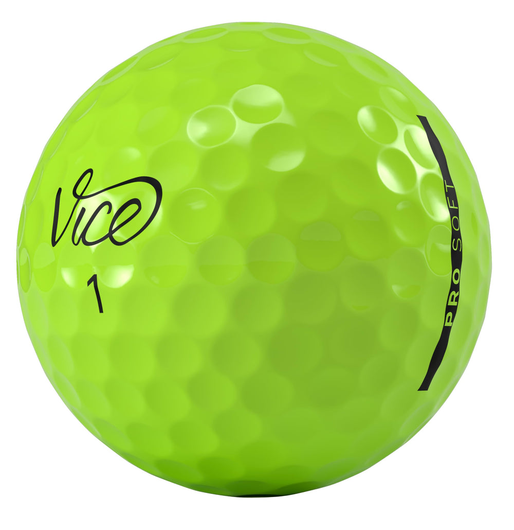 Vice Golf ball in flight against sky highlighting neon lime visibility and stable trajectory