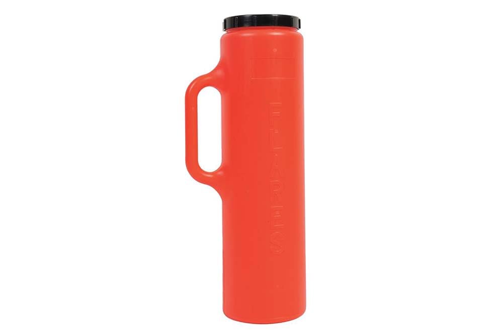 VICKJES red flare container front view shows secure storage and easy visibility