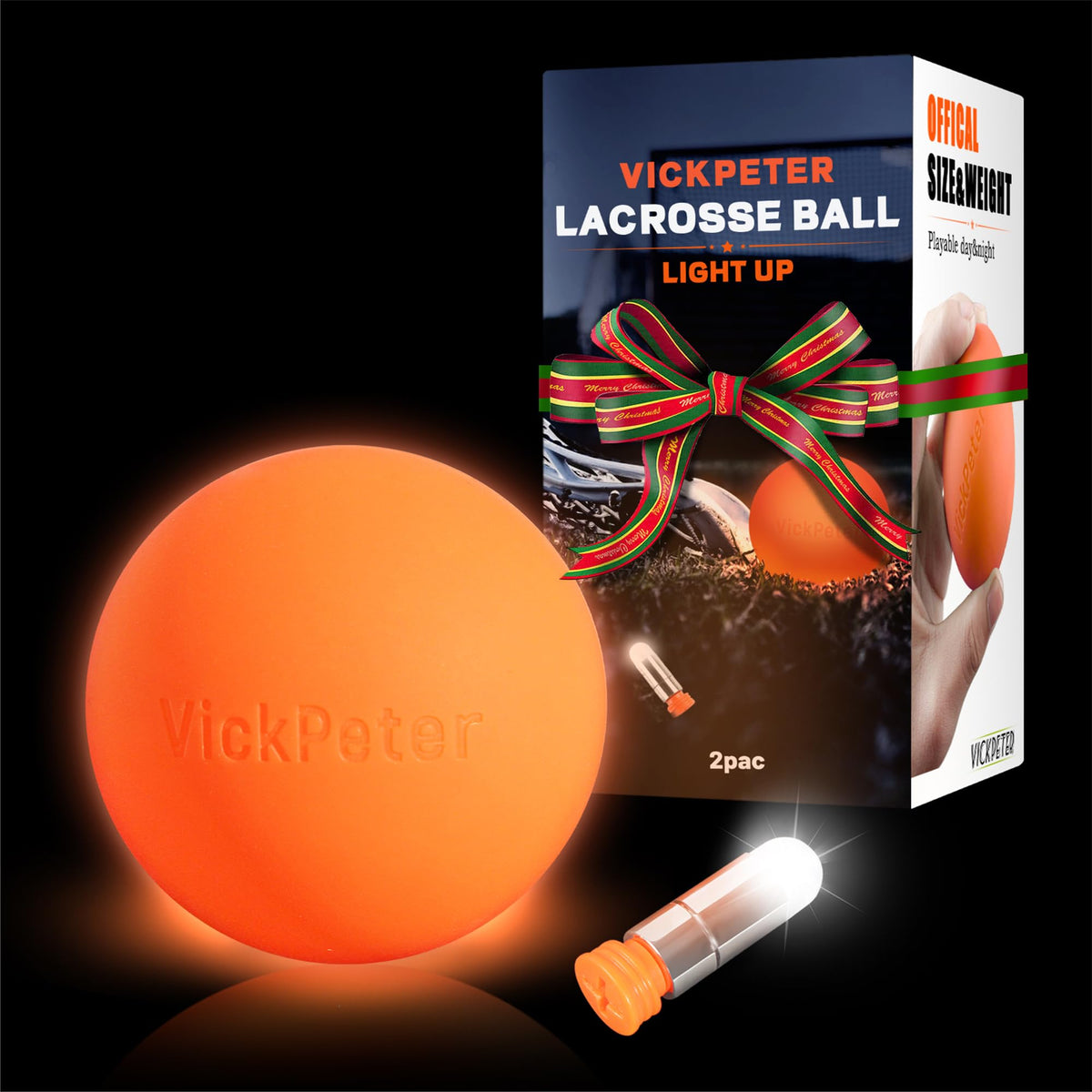 vickpeter front view of glow ball pack showing LED visibility benefit