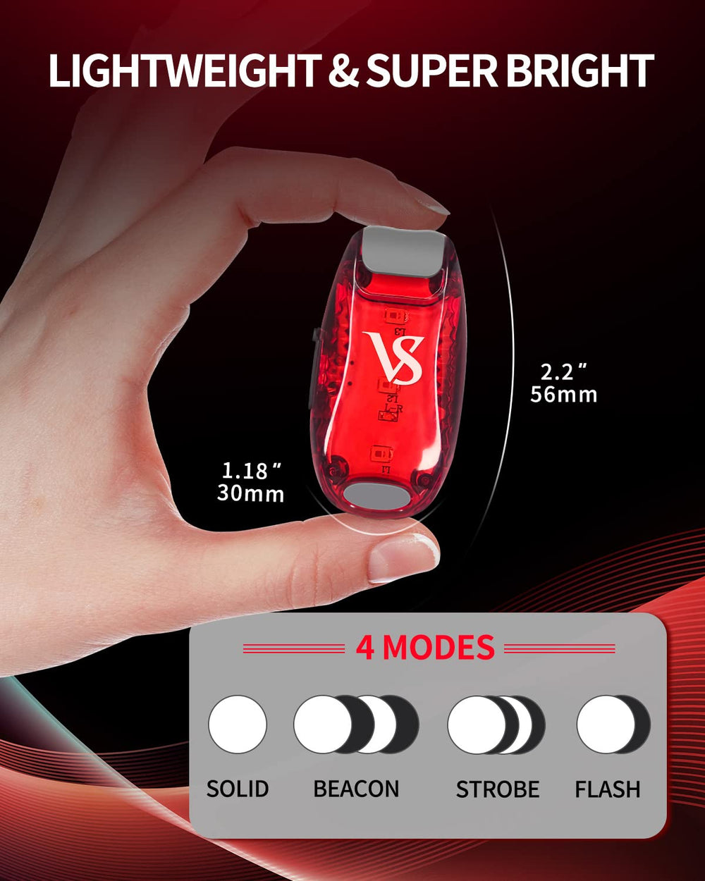 VICKSONGS light mounted as a bike tail light showing bright rear visibility for cyclists