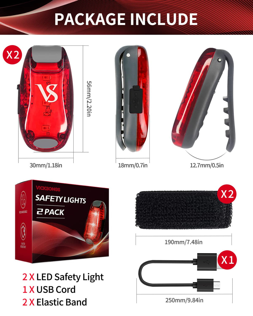 VICKSONGS light next to a credit card showing compact 15g size and easy portability