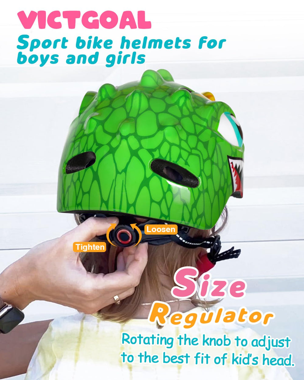 VICTGOAL helmet on child for scale showing correct size fit benefit