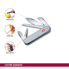 Victorinox Alox in use sawing small branch to show outdoor cutting capability