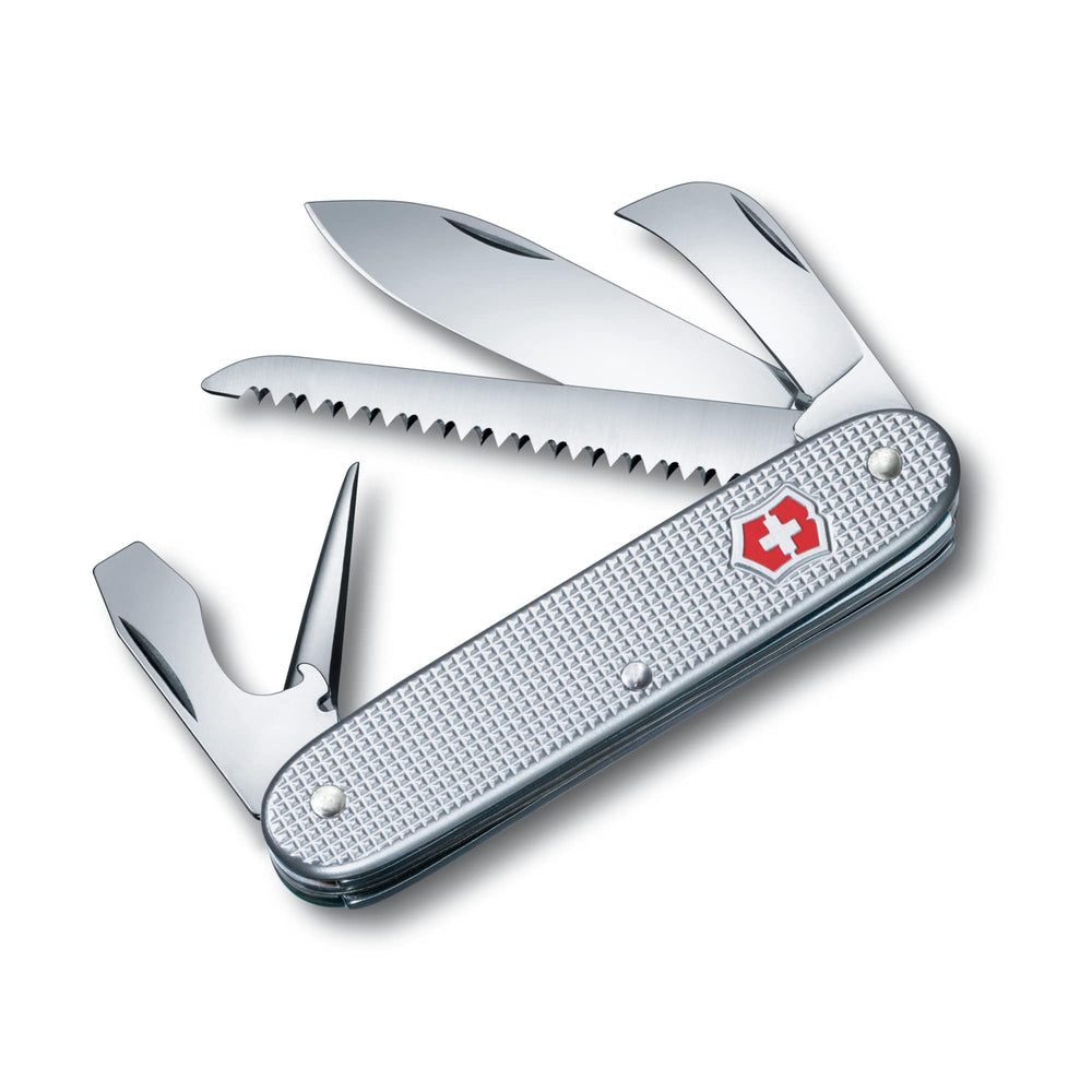 Victorinox Alox medium front view showing compact silver profile and reliable tools